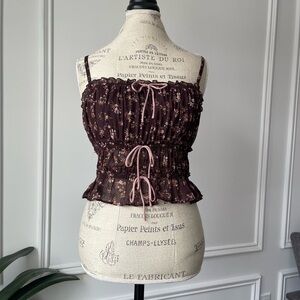 Floral Ruffle Trim Women Camisole Top